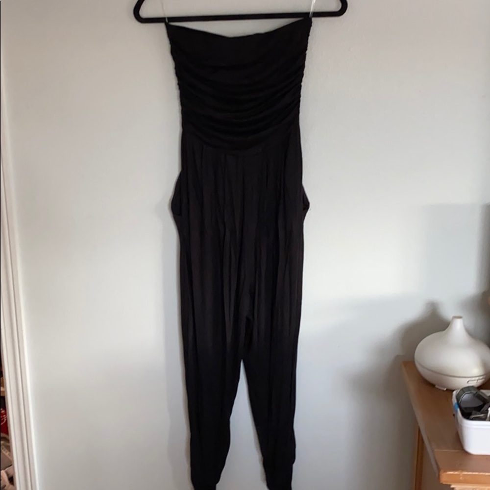 Strapless black romper